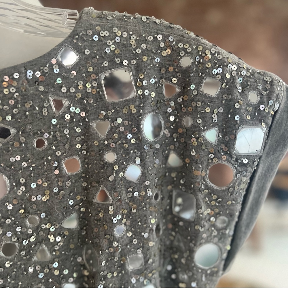 NWT House of Harlow 1960 x Revolve Lora Dress Sequins Grey S Mini Knit Cocktail - Picture 13 of 16